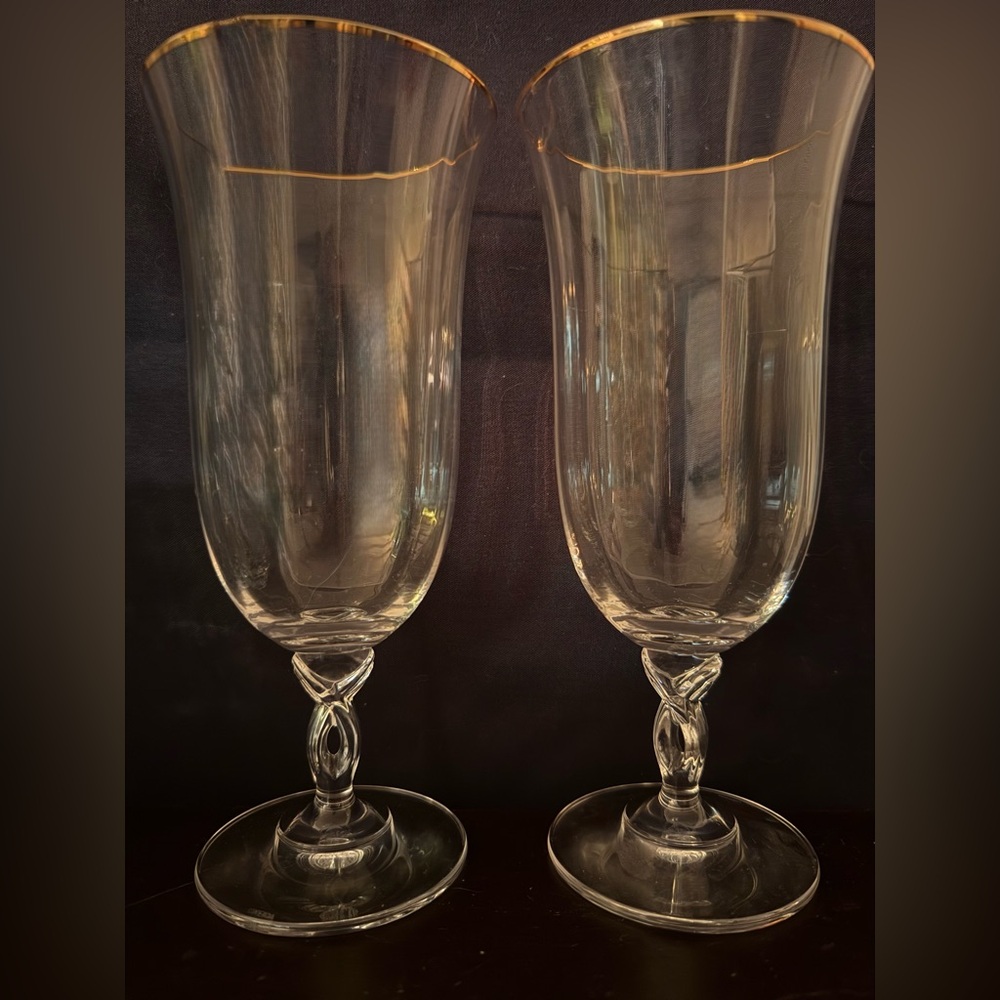 2 Onieda Chrystal “Chateau Gold” Ice tea glasses. 16oz